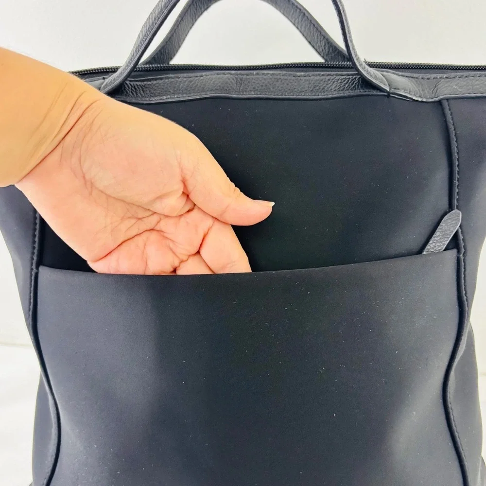 Cole Haan Grand Series Black Nylon and Leather Backpack Laptop Bag 3 Way